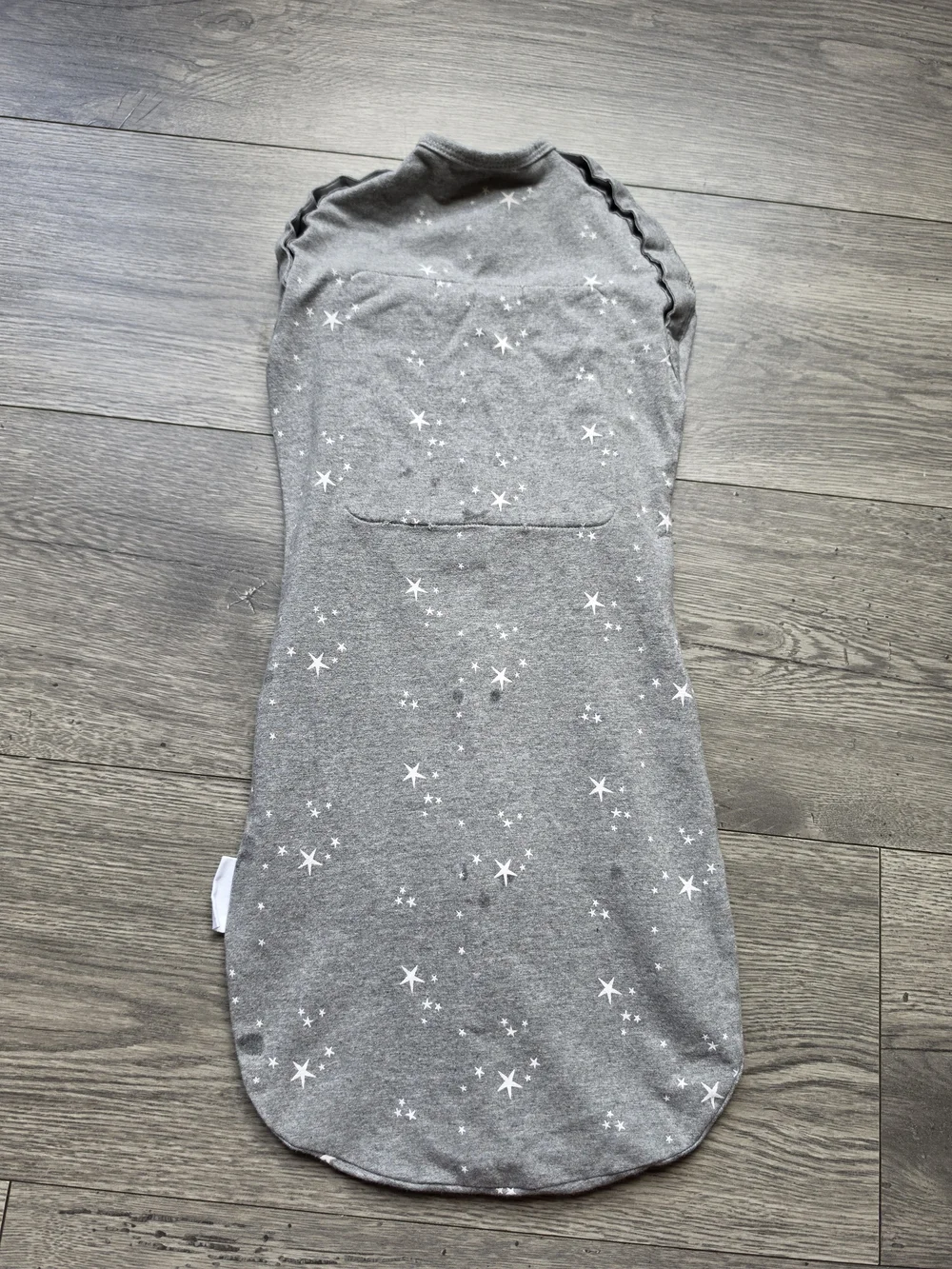 Grey Star-Print Baby Swaddle Sleep Sack with Center Zip